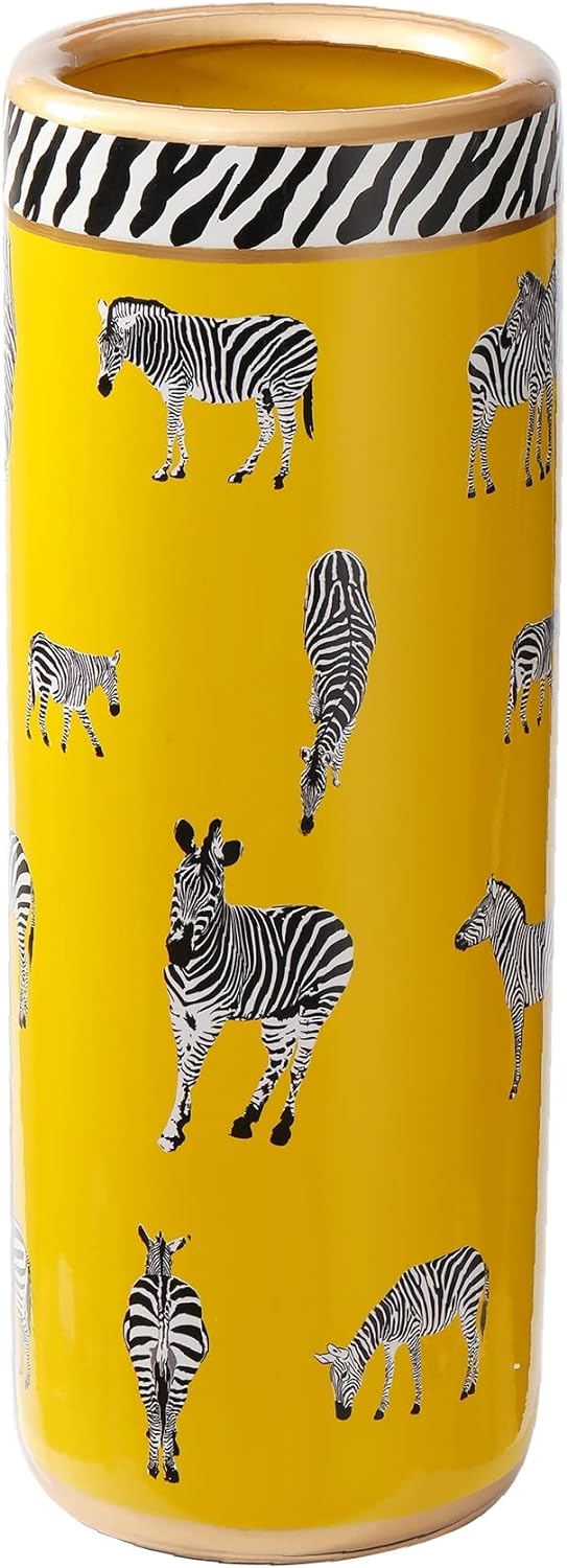 Umbrella Racks Porcelain Ceramic Umbrella Zebra Print Stand Umbrella Holder Modern Style Floor Vase for Storing Canes Walking Sticks for Entryway Indoor 24‘’High