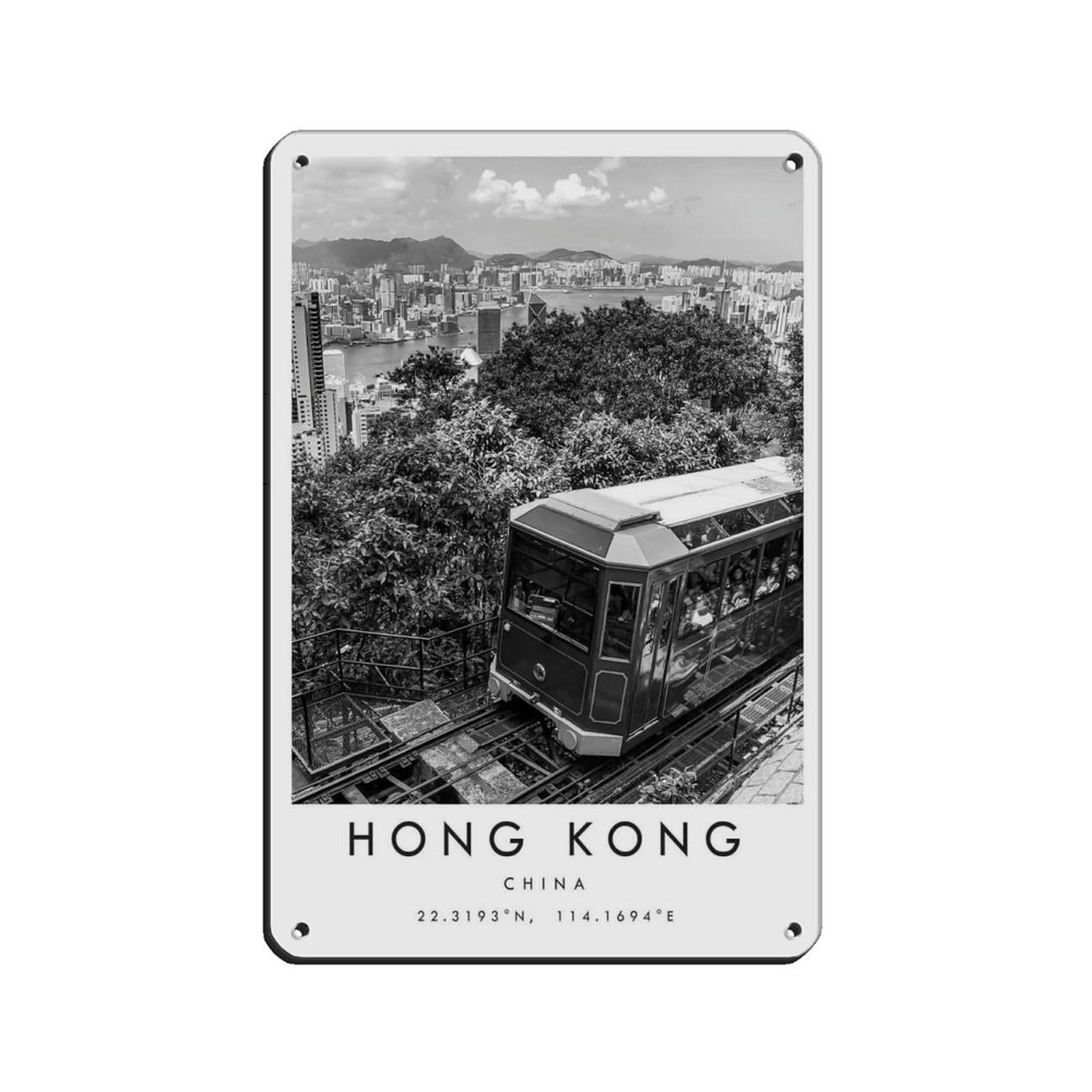 Hong Kong Travel, China Poster Tin Sign Vintage Metal Pub Club Cafe Bar Home Wall Art Decoration Poster Retro 8x12inch(20x30cm)