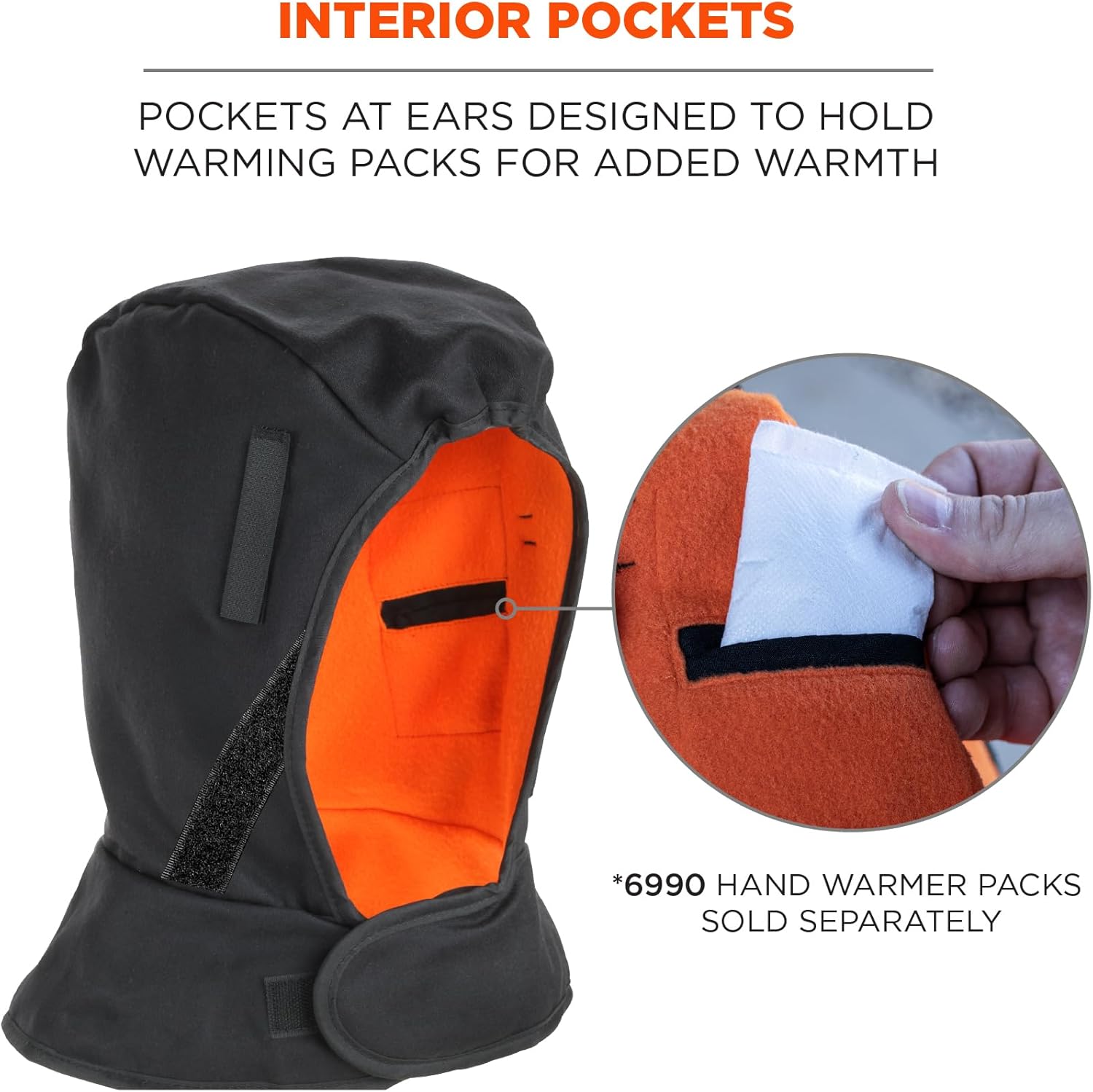 Winter Hard Hat Liner, Flame Resistant Outer Shell, Thermal Fleece Lining, Shoulder Length, Ergodyne N-Ferno 6862, Black