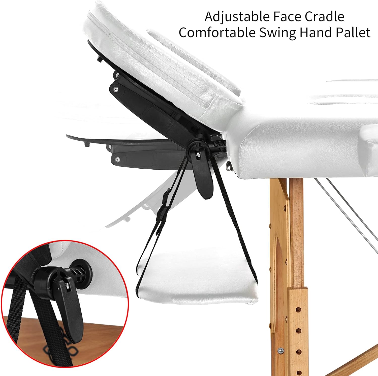 ZEENA Portable Massage Table - Lightweight Therapy Salon Bed for Massage, Physio, Facials, & Reiki at Spa or at Home, Foldable, Sturdy & Adjustable, Cradle & Height Adjustable Headrest (White) : Beauty & Personal Care