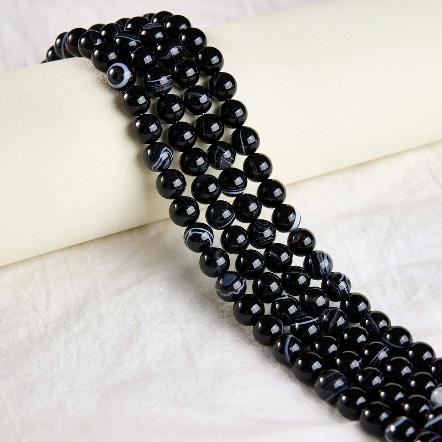 100pcs 8mm Black Stripe Agate Beads Natural Gemstone Beads Round Loose Beads for Jewelry Making - Image 6