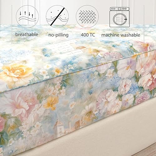 Miniatura 7 de Zusbest Juego de sábanas de lujo tamaño King, 100% algodón, tejido de satén suave transpirable para personas que duermen con calor, románticas