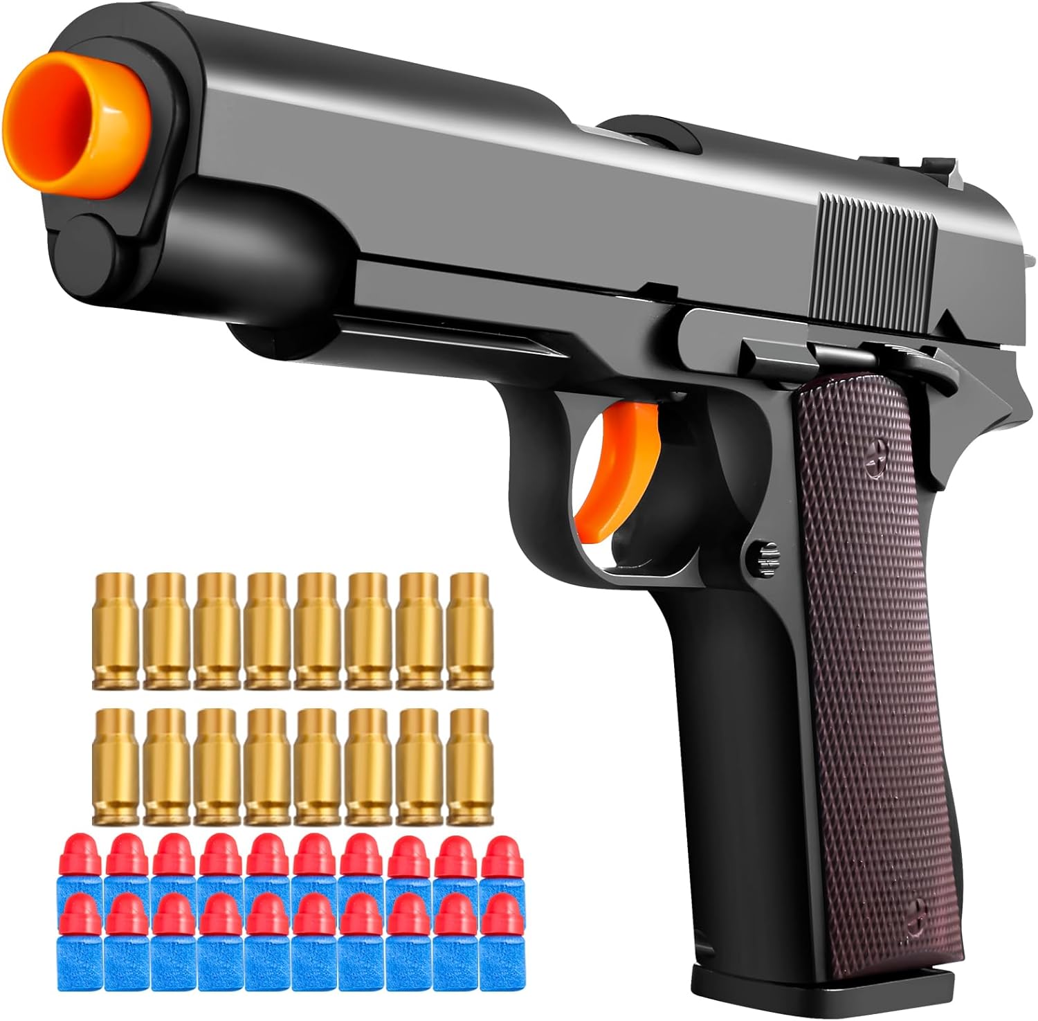 Shell ejecting Soft Bullet Foam Blasters Pellet Ball Pistol Realistic Dart Hand Gun Cool Stuff That Look Real Coolest for Age Year Old Boys Toys Teen Teenager teenag Gift Ideas (Black)
