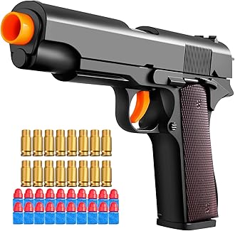 Shell ejecting Soft Bullet Foam Blasters Pellet Ball Pistol Realistic Dart Hand Gun Cool Stuff That Look Real Coolest for Age Year Old Boys Toys Teen Teenager teenag Gift Ideas (Black)