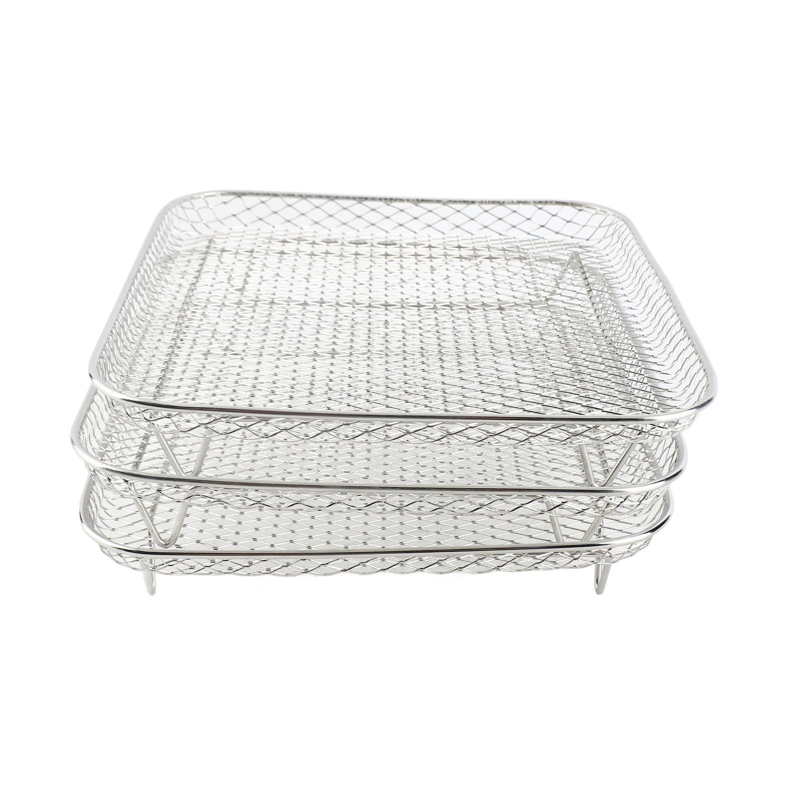 Support de friteuse carré à 3 Couches, Lavable au Lave-Vaisselle, Accessoire de Grille de Cuisson en Acier Inoxydable SUS304