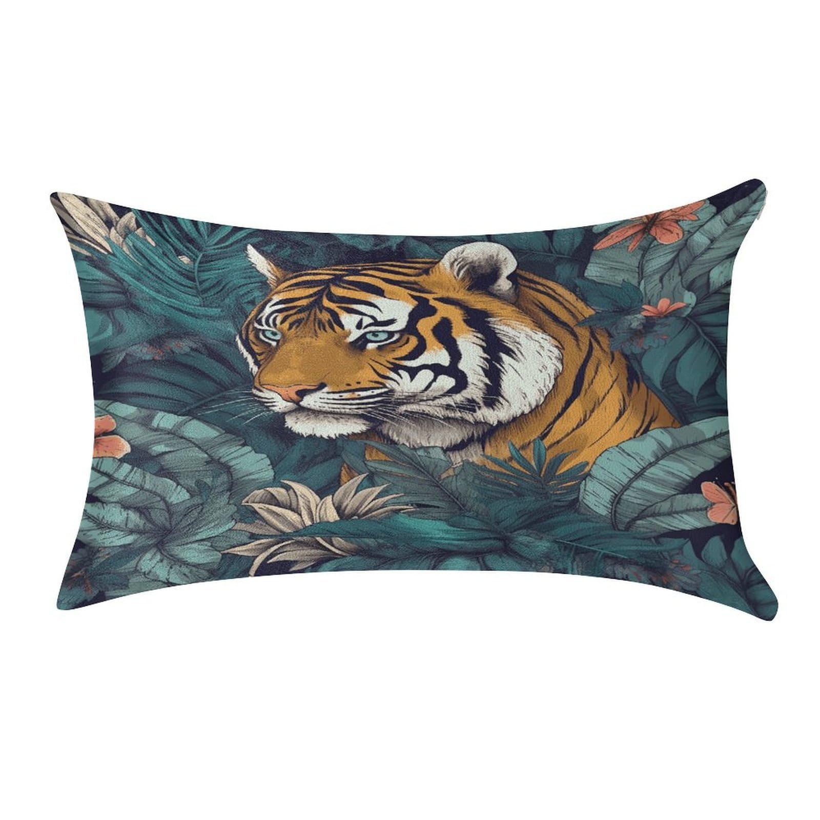 VstaDank Tropical Tiger Throw Pillow Cover 12"×20" Ultra Soft Pillowcase Cozy Lumbar Pillow Shell Gold Velvet Exquisite Decorative Cushion Sham Protector for Couch Sofa Bedroom