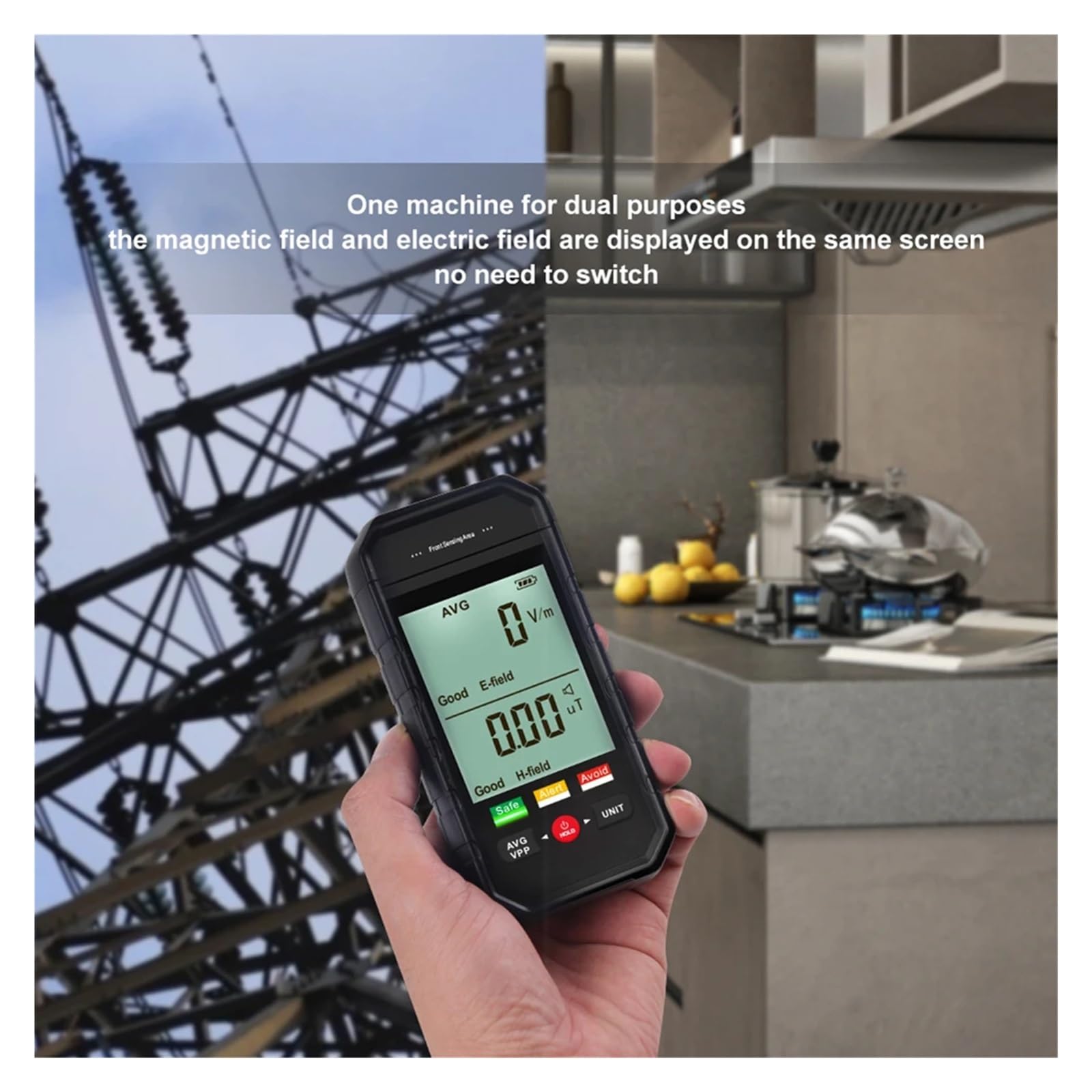 Detektor promieniowania pola elektromagnetycznego Elektryczny miernik pola magnetycznego EMF w kolorze czarnym Tester monitora radioaktywnego