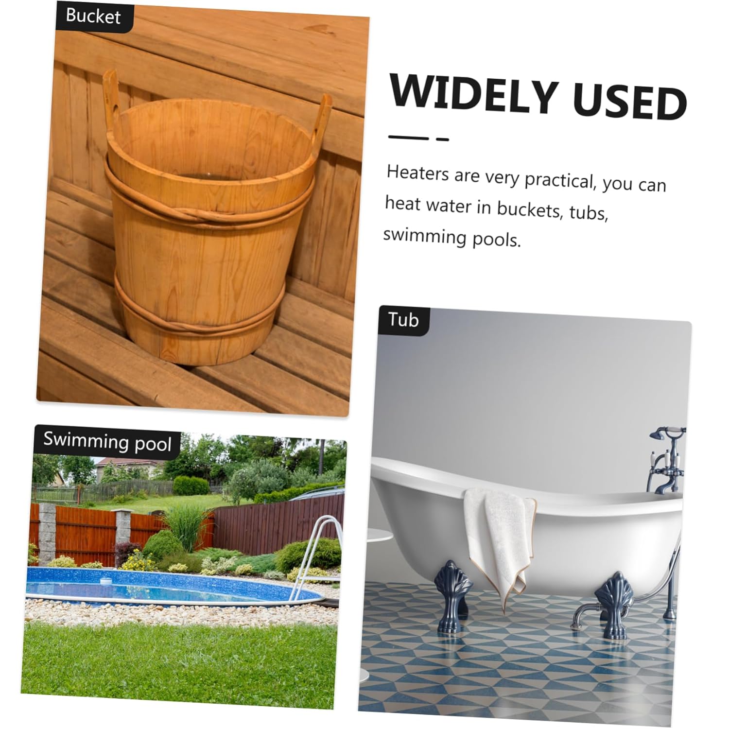 1Set Submersible Water Heating Stick for Bathtubs and Buckets Fast Heating Automatic Heater for Travel and Camping US Plug