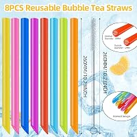 GOTRUST 8 db színes buborék tea ivószál 26 cm x 10 mm műanyag vastag hosszú szívószál újrahasznosítható 2 tisztító kefével 2