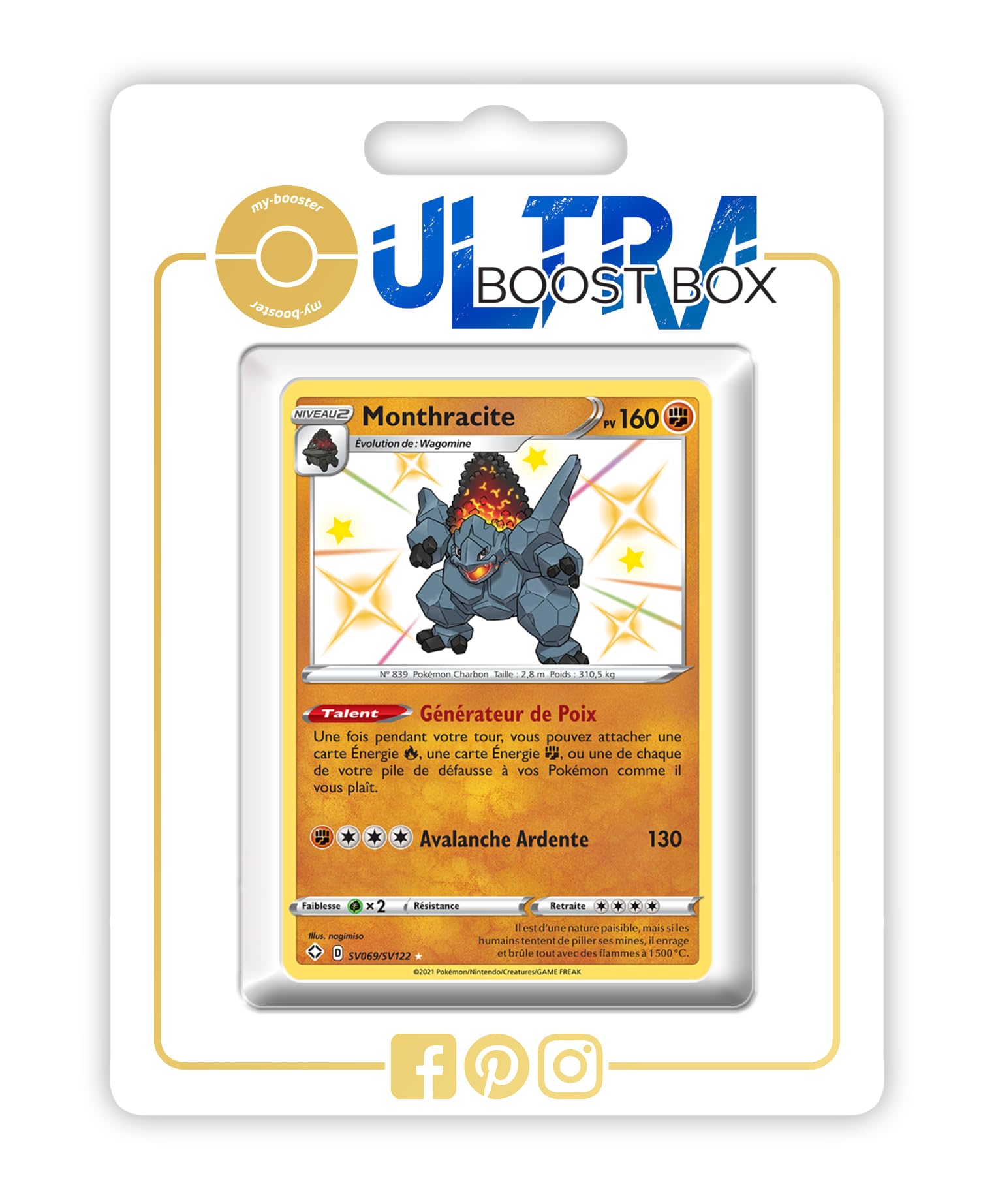 my-booster Monthracite (Coalossal) SV069/SV122 Cromatico Secreto X Écarlate et Violet 4.5 Destinées Radieuses - Box di 10 carte Pokémon Francese