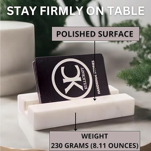 Miniatura 2 de Soporte para tarjetas de visita para escritorio, soporte para tarjetas de presentación, hecho de mármol blanco de carrara, soporte organizador de