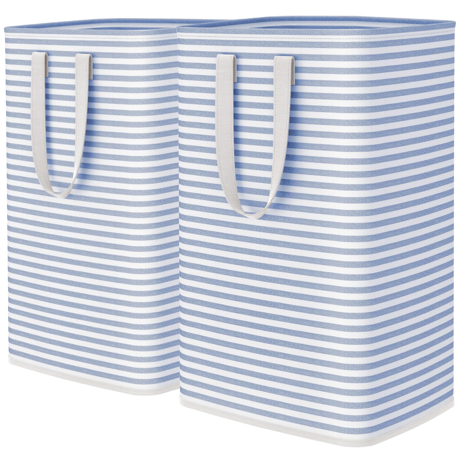 Lifewit Set of 2 80 L Laundry Baskets, Large Foldable Laundry Basket, Laundry Hamper, Laundry Sorter, Storage Box with Handles for Clothes, Towels, Toys, Blue