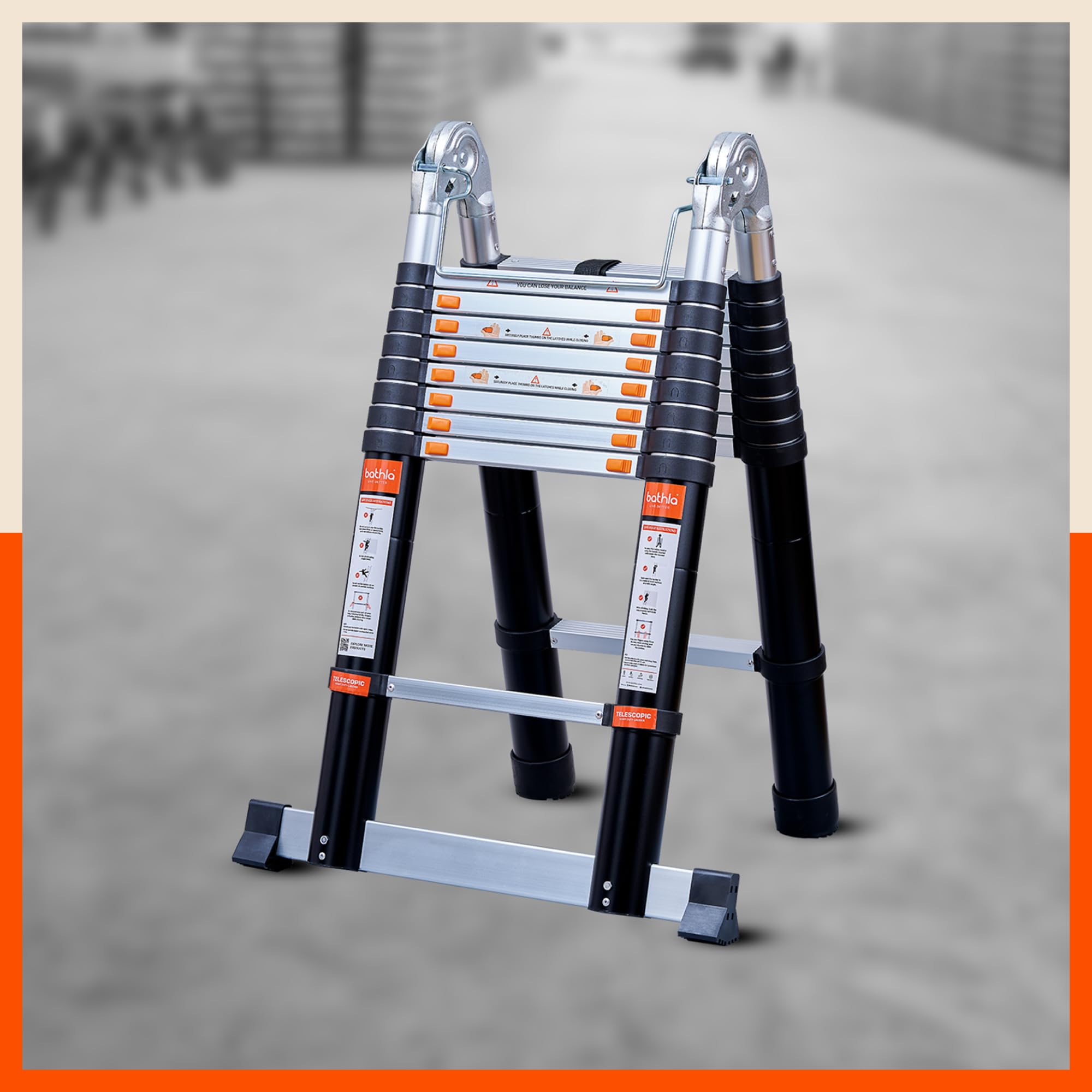 Bathla 18.5ft Telescopic Ladder - 18 Steps, Portable! -3