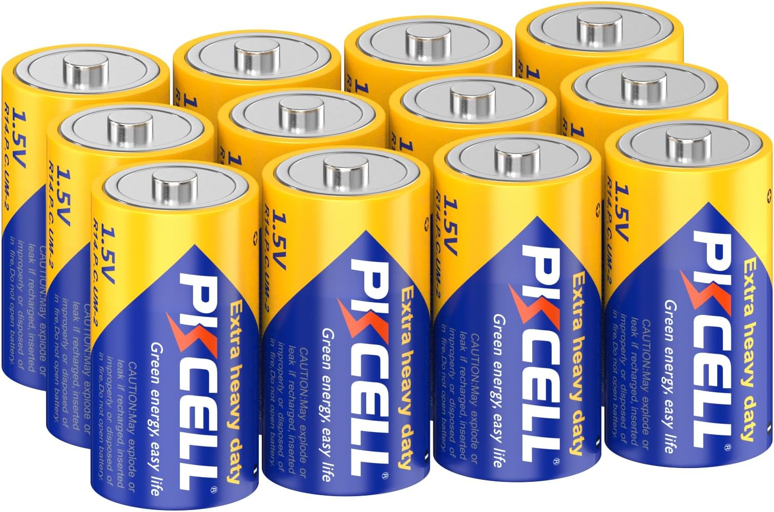 C Battery R14P Battery,12 Pack PKCELL 1.5V C Size UM-2 Battery with ...