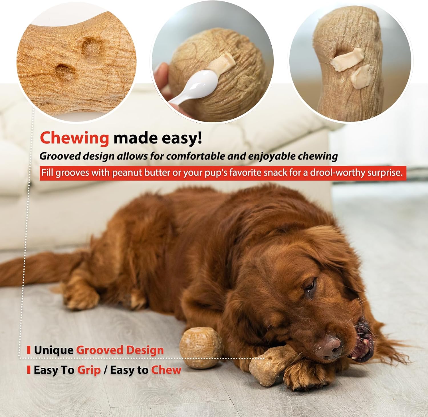 Willjoy Dog Chew Toys for Aggressive Chewers Large Breed Pine Wood and Nylon Dog Toys for Large Dogs Real Bacon Indestructible Dog Toys to Keep Them Busy