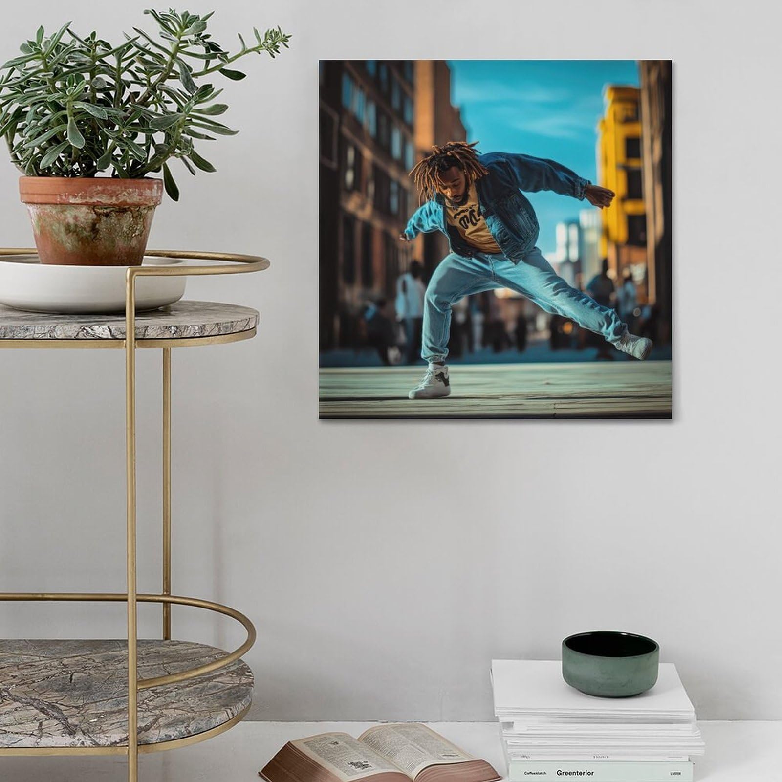 Poster da parete con stampa artistica su tela, motivo: ballerino B-boy, street dance, hip hop, decorazione moderna per camera da letto, 60 x 60 cm
