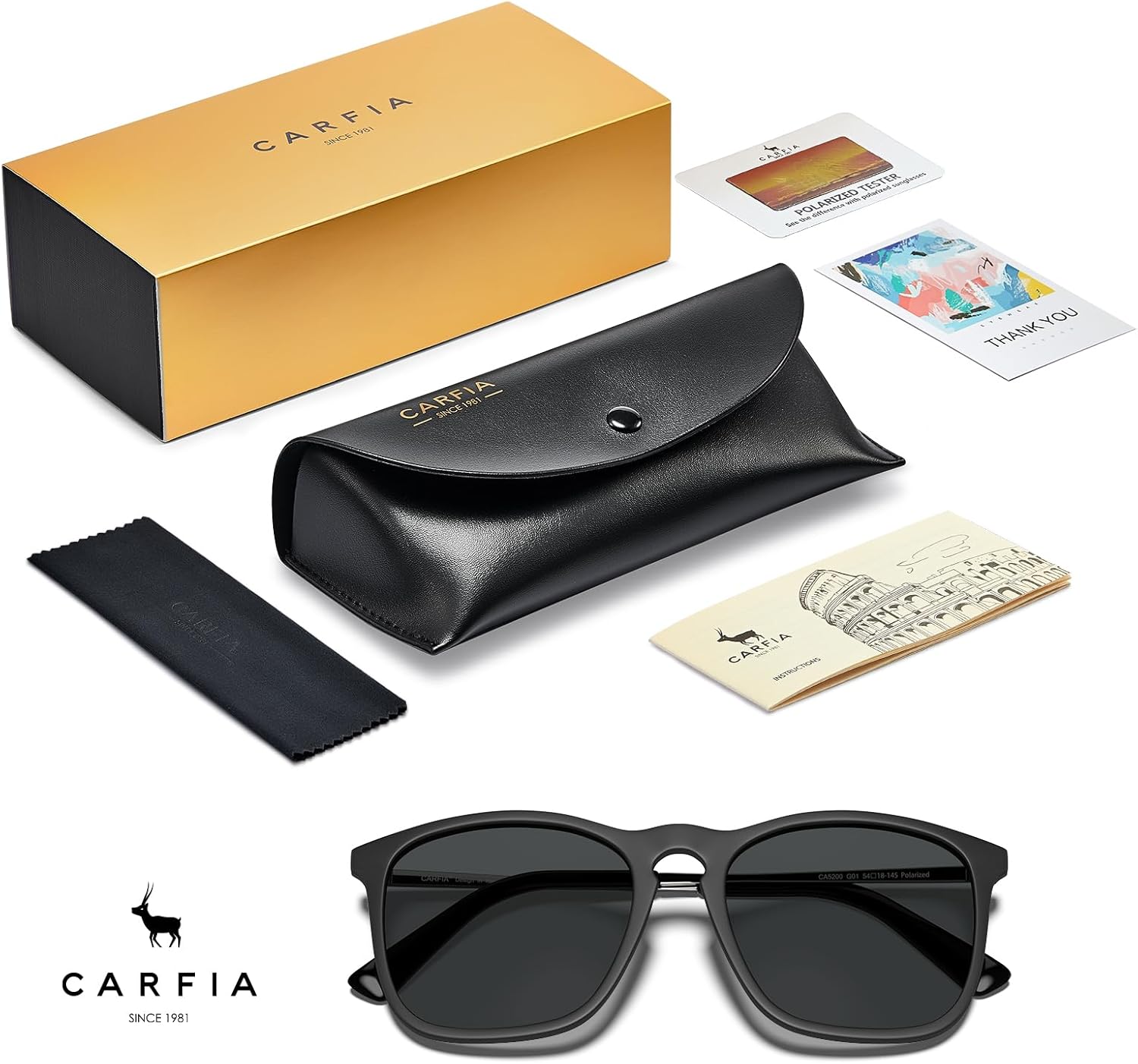 CARFIA Vintage Polarized Sunglasses for Men Women Lightweight Durable Design with UV Protection CA5200 - Image 7