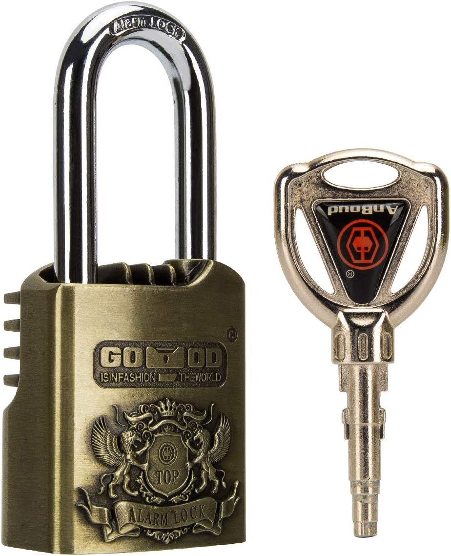 SanJie Padlock Alarm with 120 dB Sound Waterproof Heavy Duty Lock with Harden 12 mm Shackle for Warehouse, Bike, Gate, Sheds and Gym