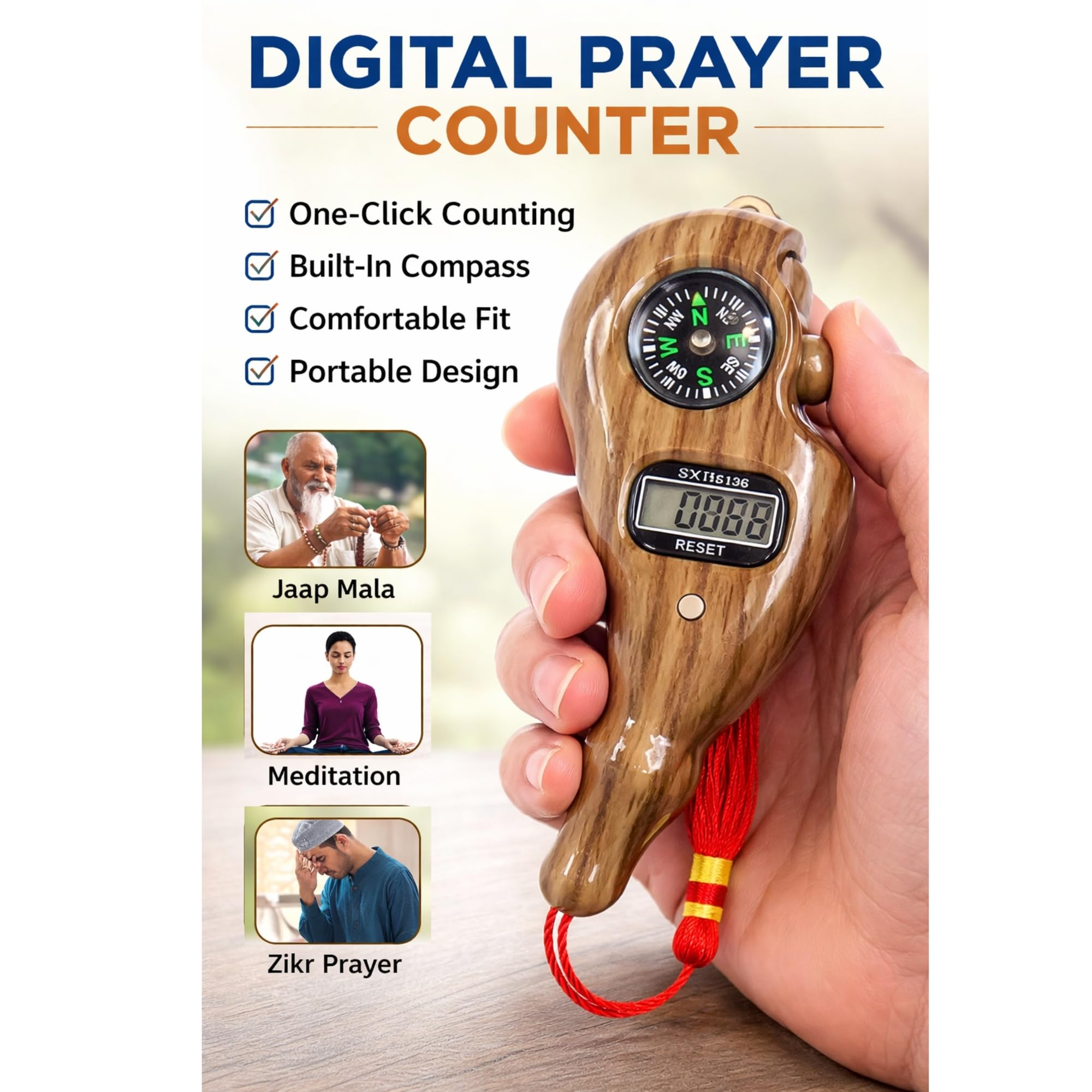 D NEKS® Prayer Beads Finger Counter for Pooja Meditation Prayer Japa Puja Mala Plastic Bead Portable Rotating Digital Counter (Multi Color) 4