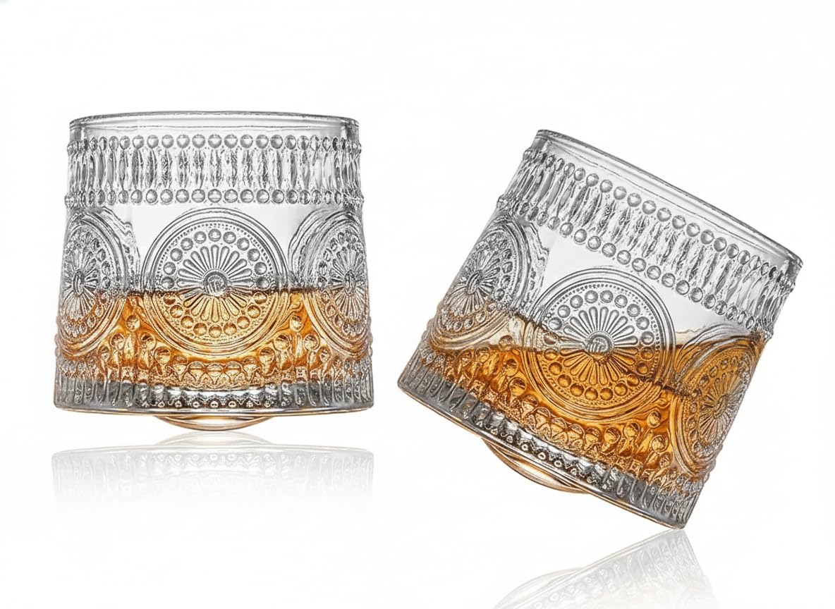 Classic Whiskey Glasses Set - 2 Premium Tumblers -12