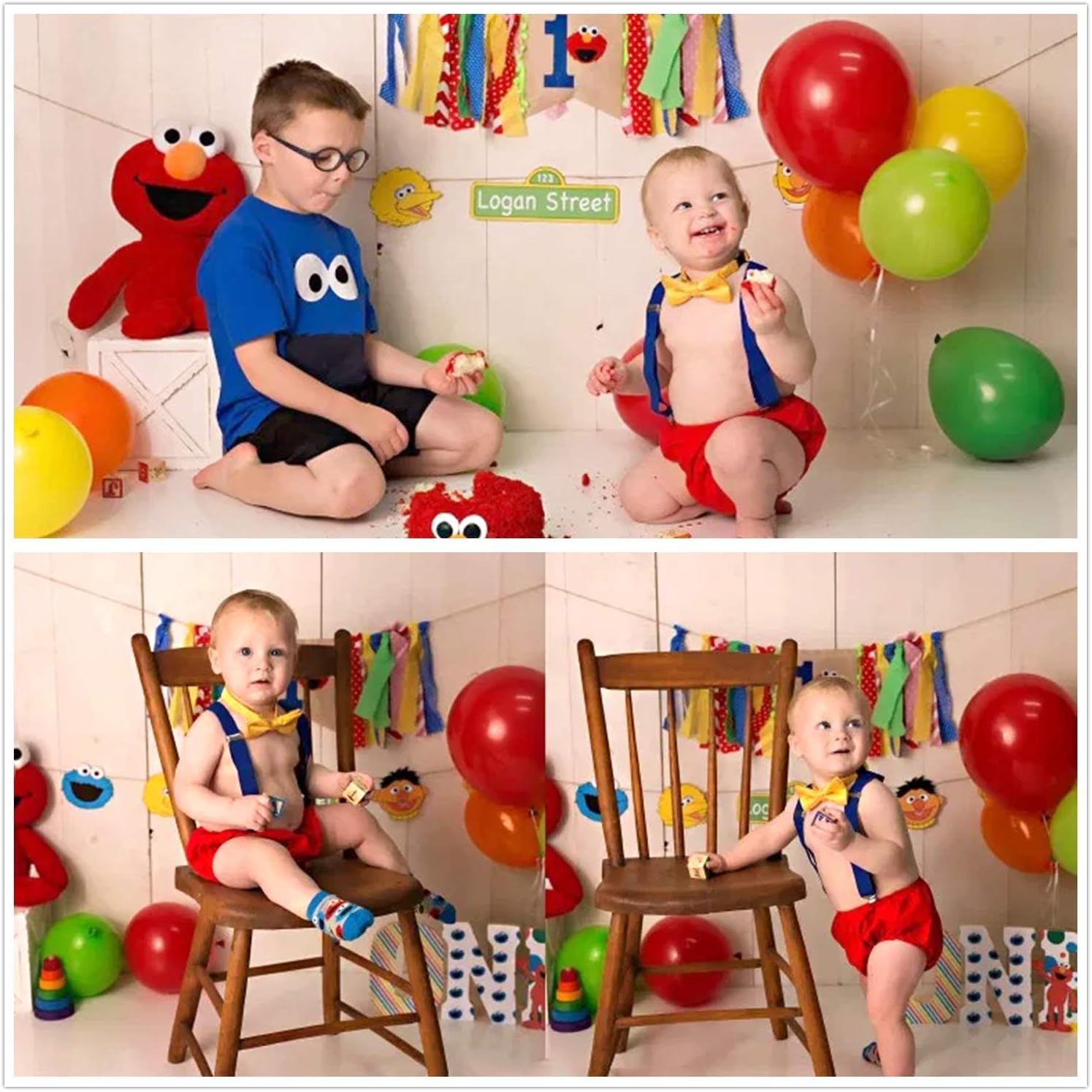 AWAYTR Baby Boys Cake Smash Outfit - First Birthday Party Suspenders Bow Tie Bloomers Set - Image 2