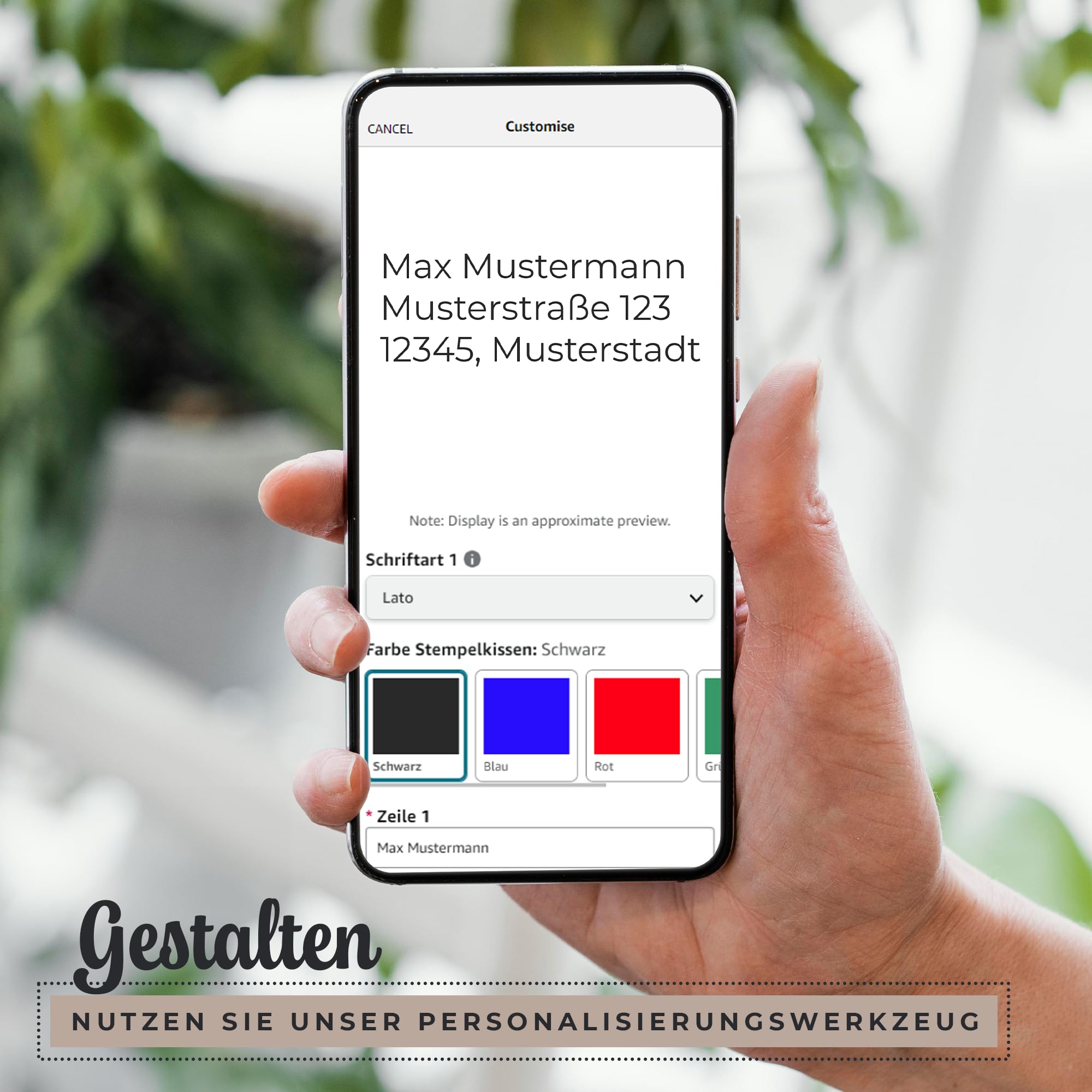 Stempel Personalisiert mit Logo & Text - Individuell Gestaltbar für Adresse, Name oder Firma, Langlebig & Schnelltrocknend (Schwarz (Logo + Text), 27 x 65 mm)