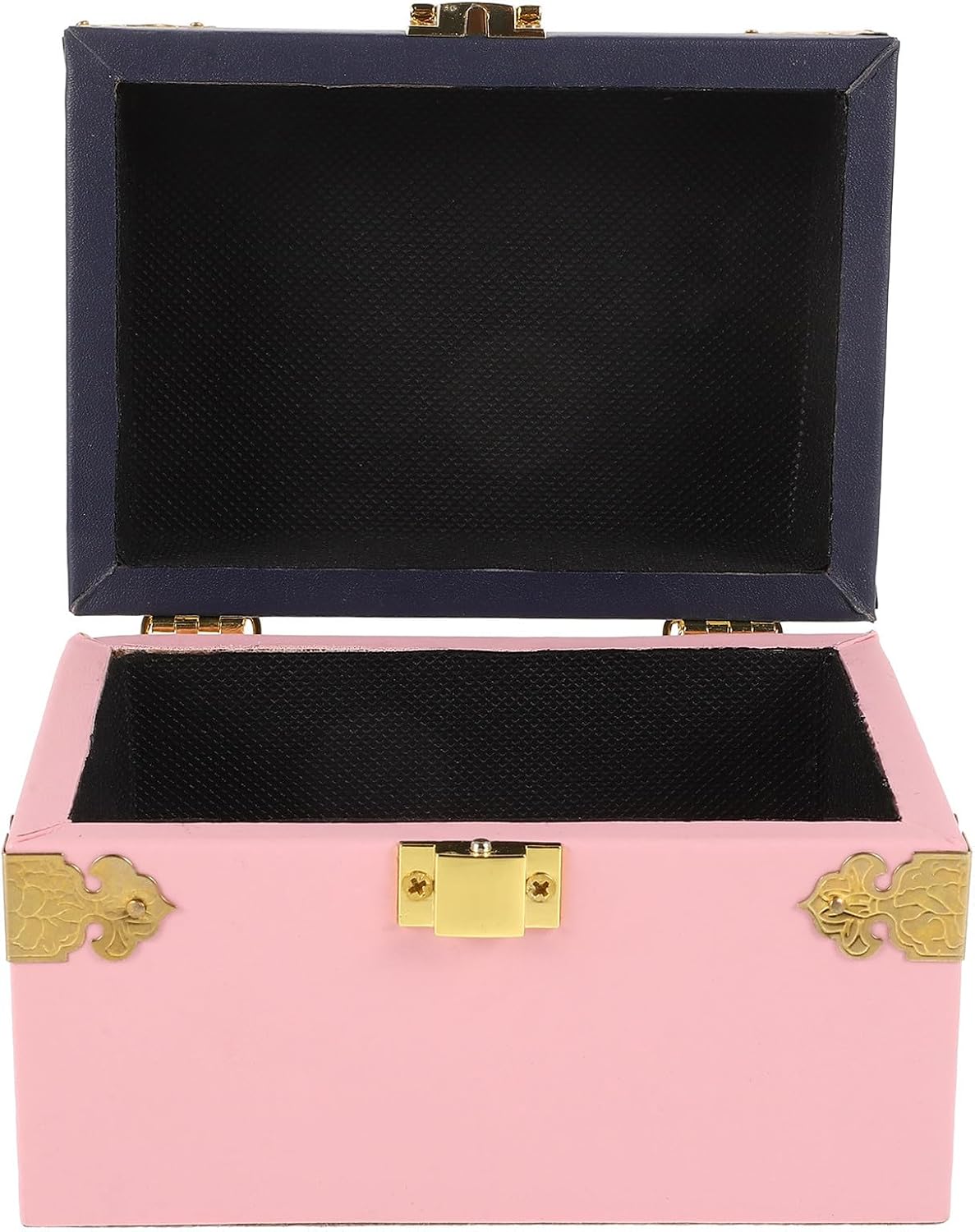 Rustic Wooden Jewelry Box Organizer with Metal Accents, Easy to Carry Trinket Storage Case for Pendants and Small Trinkets, for Living Room or Bedroom Decor