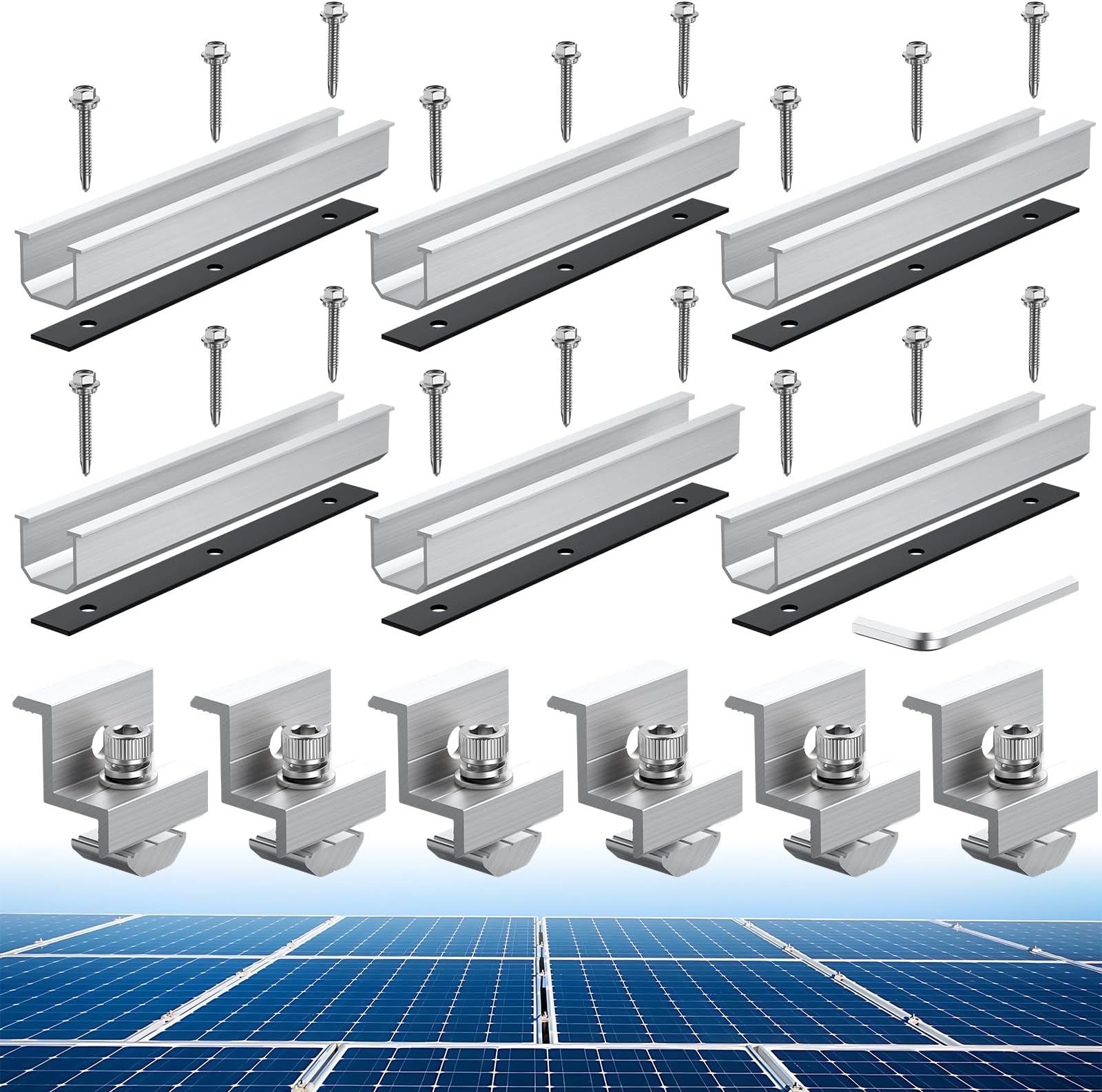 6 Packs Solar Panel Holder Kit 30mm/35mm Universal Solar Panels Z-Bracket Set of Solar Guide Modules Aluminum Photovoltaic Panels,Profile Height 25mm