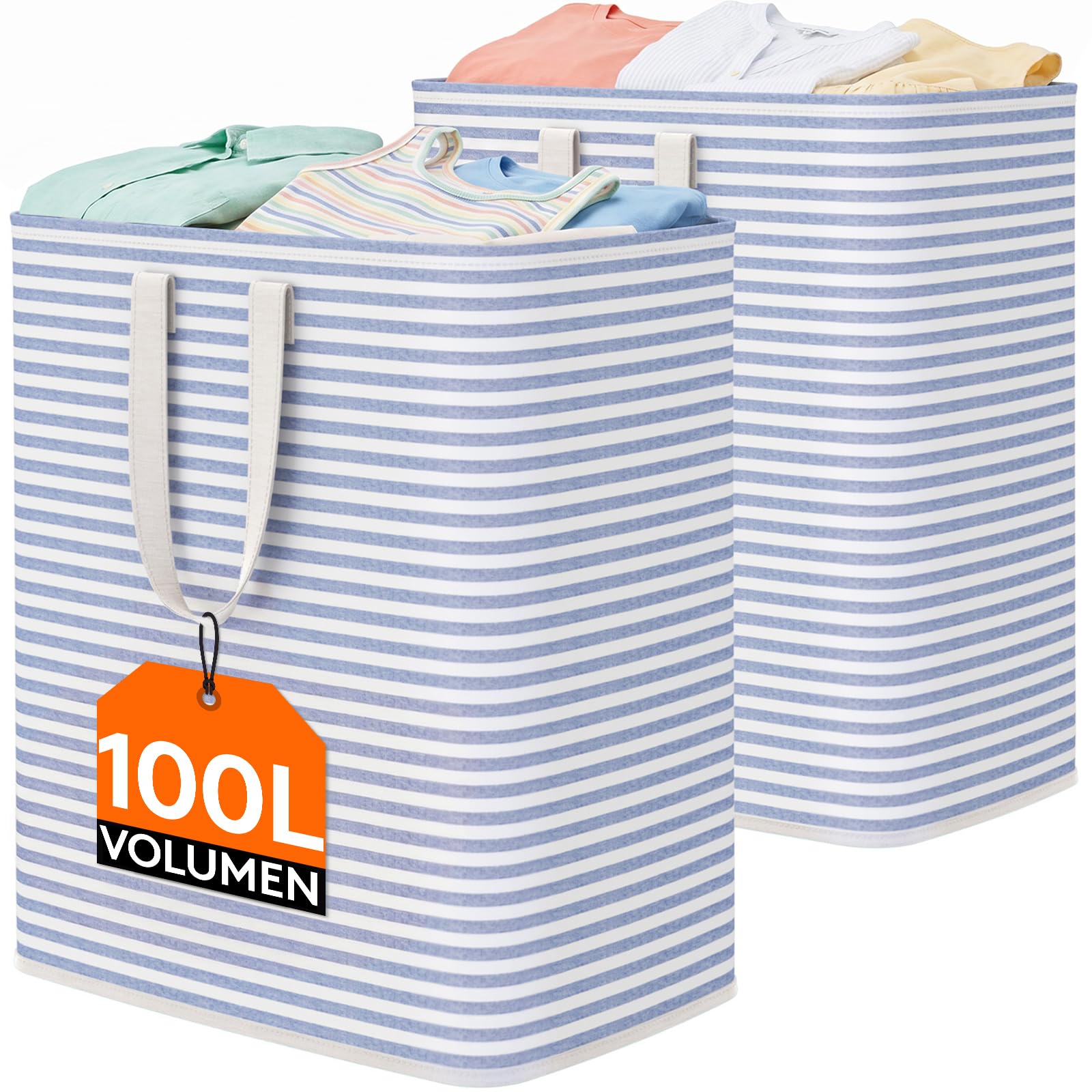 Lifewit 100L Large Laundry Baskets, Laundry Hampers Bags, 2 Pack, Blue