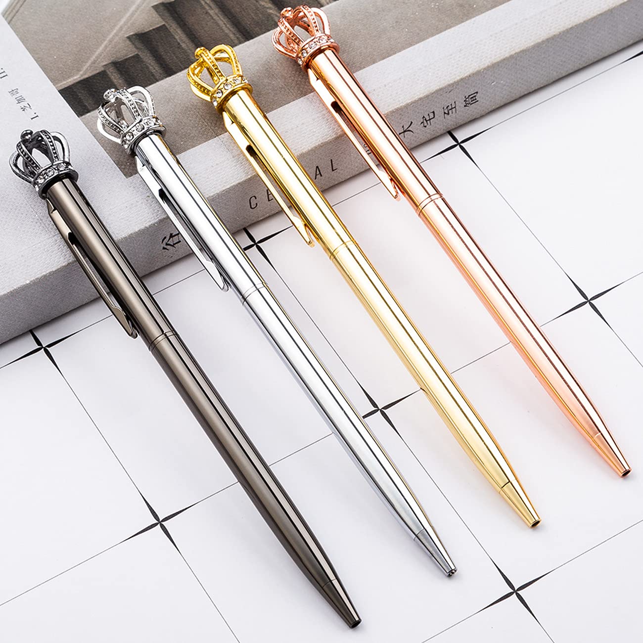 1 Crystal Shiny Metal Crown Ballpoint Pen Interesting Ball Ballpoint Pen Stationery Office Supplies — view 3