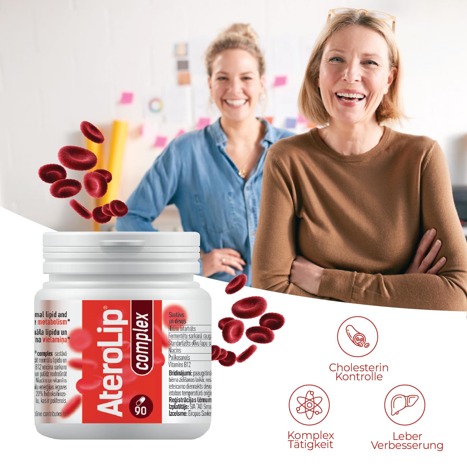 Aterolip Complex Caps Roter Reis Kapseln Cholesterin - 150 Cholesterin Senken Kapseln - Mit Cholin, Monacolin K, Olivenblatt Trockenextrakt, Niacin, Kurkuma, Policosanol und Vitamin B12