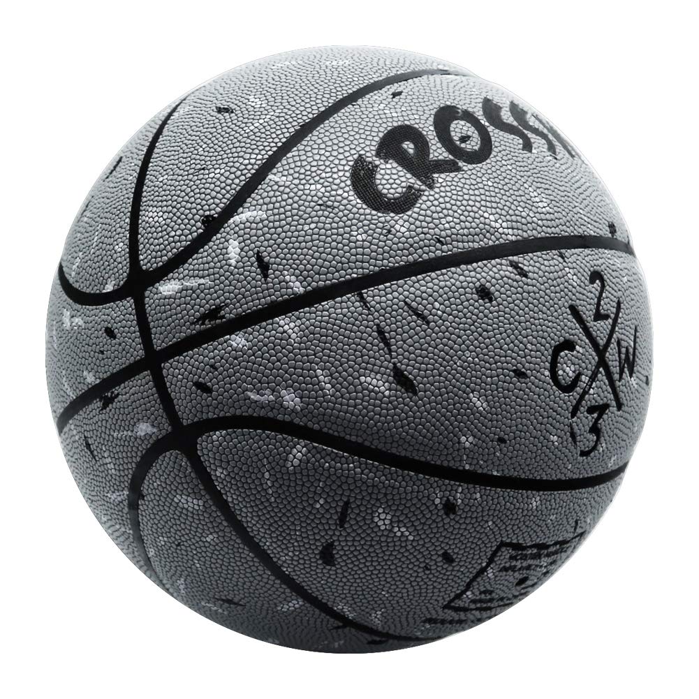 Ballon de Basket Street College, Tailles 5/6/7, intérieur/extérieur, Blanc/Noir/Rose/Bleu/Gris, Cuir synthétique Absorbant (PU), compétition/entraînement, avec Pompe.