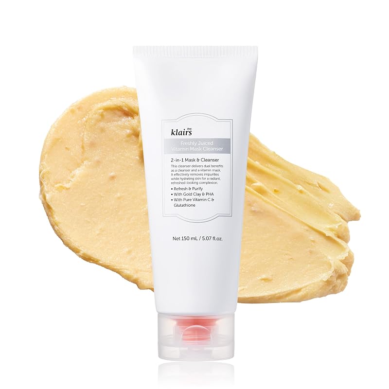 DearKlairs Limpador facial em espuma e máscara de argila com vitamina C, 150 mL