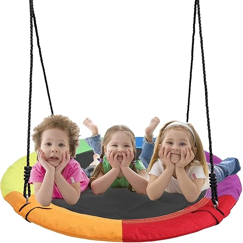 Tree Swing, 40 Inch Saucer Swing for Kids Outdoor, Round Swing 600LB Weight Capacity Waterproof 900D Oxford Fabric for Backyard Playground, Heavy Duty Circle Swing, Disc Swing (6 Colors)