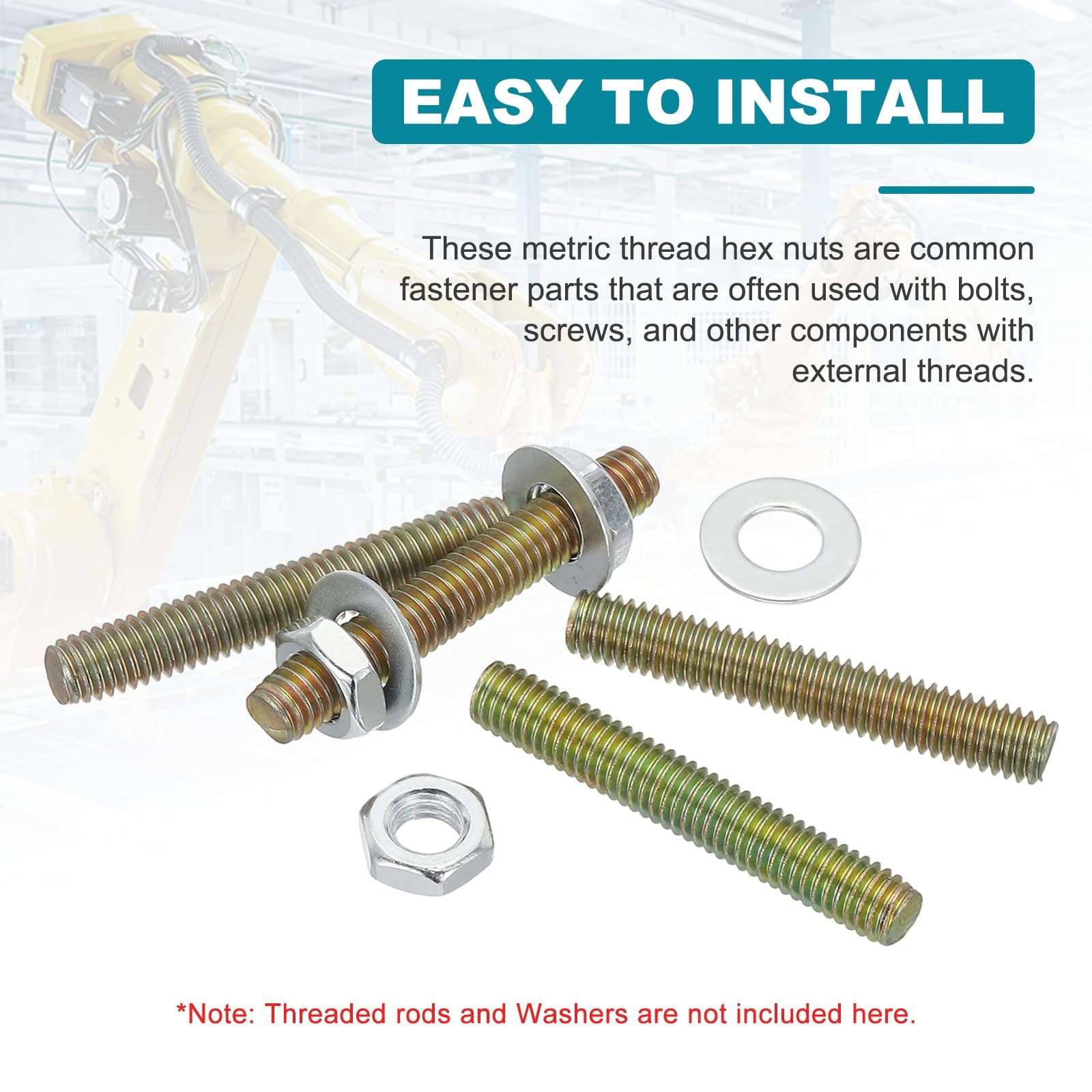 PATIKIL 16x1.0 Steel Hex Nuts, 30 Pack Etric Thread Zinc Plated Finished Hardware Nuts Screw