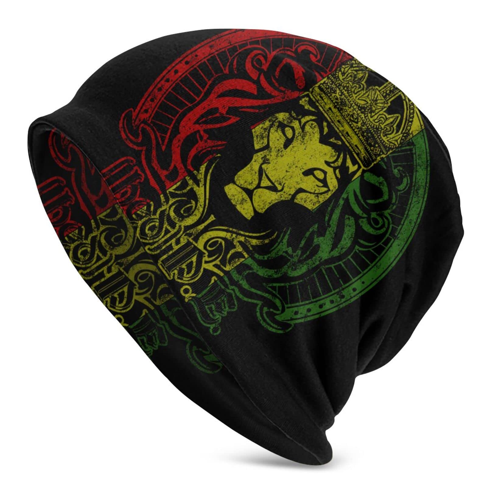 Xinchenxin Unisex Lion King Of Judah Rasta Rastafari Jamaica Regga Jamaican Rasta Reggae Judah Lion Beanie Hat For Men/Women Slouchy Beanie Skullies Cap Winter Stretch Acrylic Knit Hat
