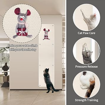 FHTONGE 71x15.8 Thickened Cat Wall Climbing Carpet with 16 Fixed Nails