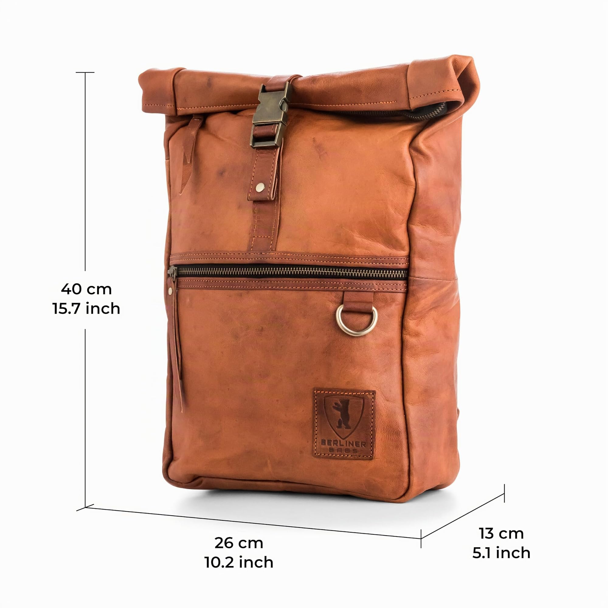 Berliner Bags Utrecht Mochila de Piel Auténtica con Compartimento para Portátil y Diseño para Ciclistas, para Hombre y Mujer