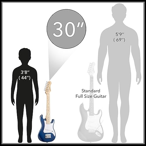 Miniatura 2 de Ashthorpe Kit de guitarra eléctrica para principiantes de 30 pulgadas con amplificador (azul), paquete básico de inicio con bolsa de concierto,
