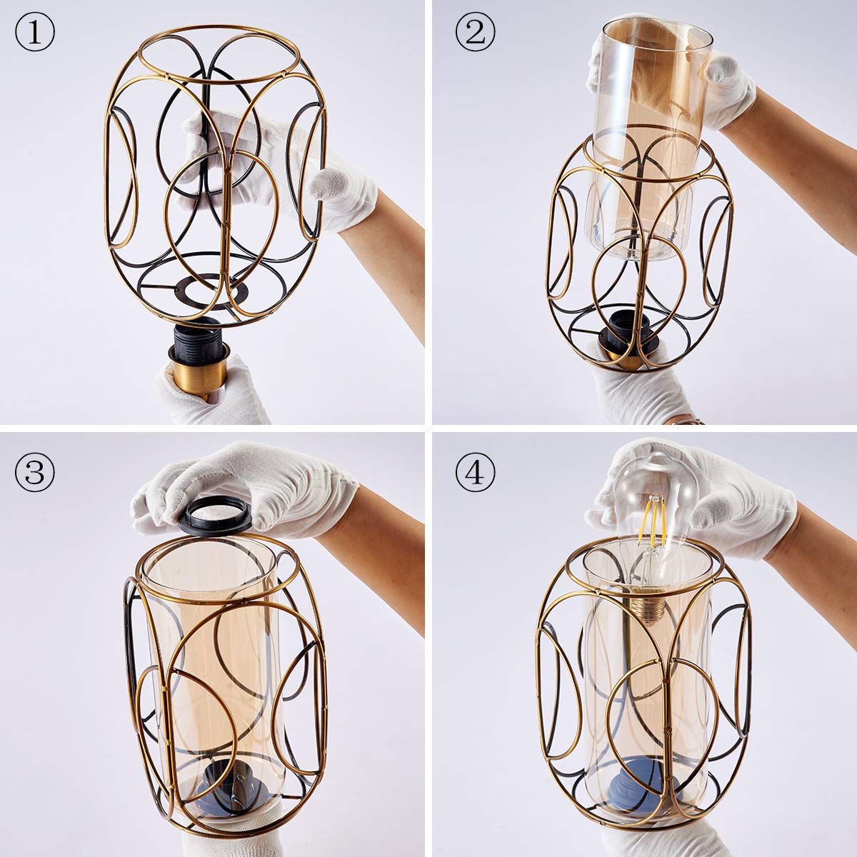 Lámpara colgante dorada enchufable, lámpara colgante de vidrio regulable, lámpara de techo vintage para isla de cocina, dormitorio, sala de estar, comedor 8