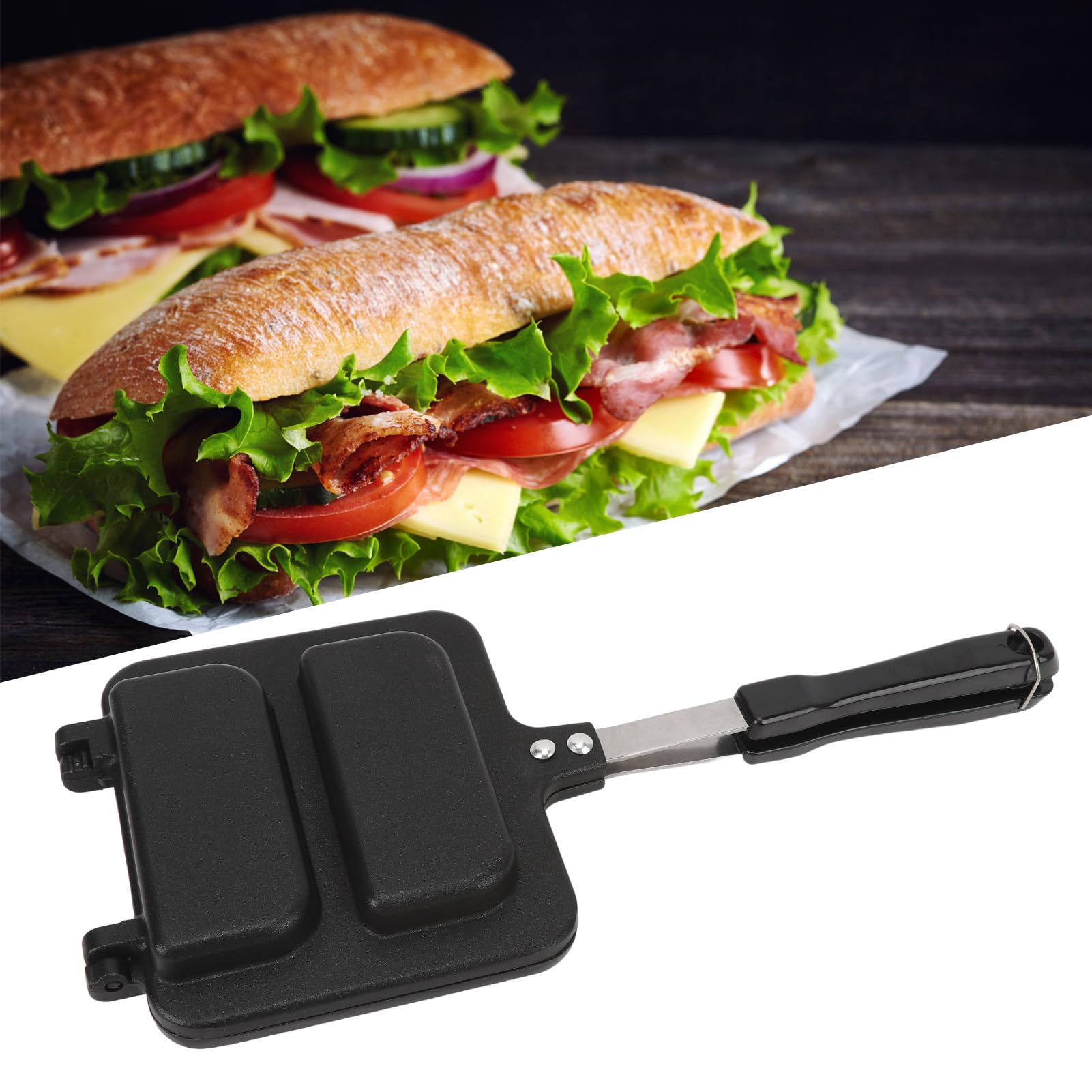 Sandwich Maker Nonstick Sandwich Baking Pan Breakfast Frying Skillet Griddle Handle Home Kitchen Outdoor Sandwich Frying Pan Sandwich Baking Pan Sandwich Maker Sandwich Grill Pan