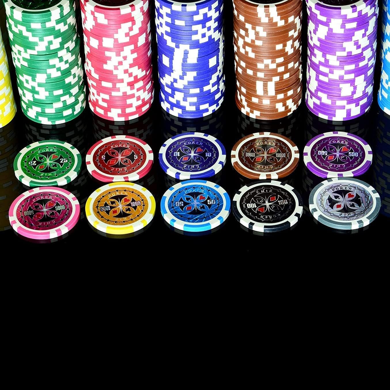 50PCS Poker Chips with Numbers, Plastic Coloured chip for Counting Markers Math Learning Chips, Metal Core 12g Texas Holdem Blackjack Chips