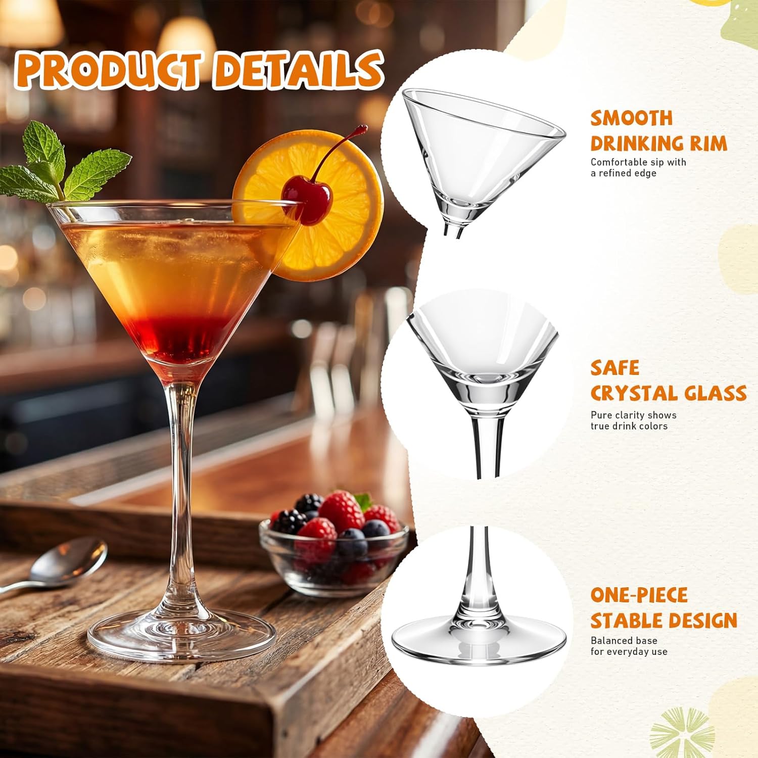 Martini Glasses Set of 16, 5.8 oz Crystal Glass Martini Glasses Elegant Cocktail Glassware for Home Bar Margarita Evening Parties Birthdays Gift