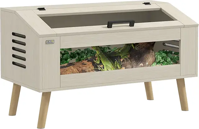 PawHut Natural Wood Gecko Terrarium 140L with Tempered Glass