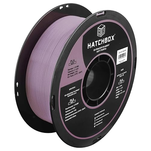 HATCHBOX Filamento de impresora 3D PLA mate, precisión dimensional +- 0.001 pulgadas, carrete de 2.2 libras, 0.069 pulgadas, morado suave