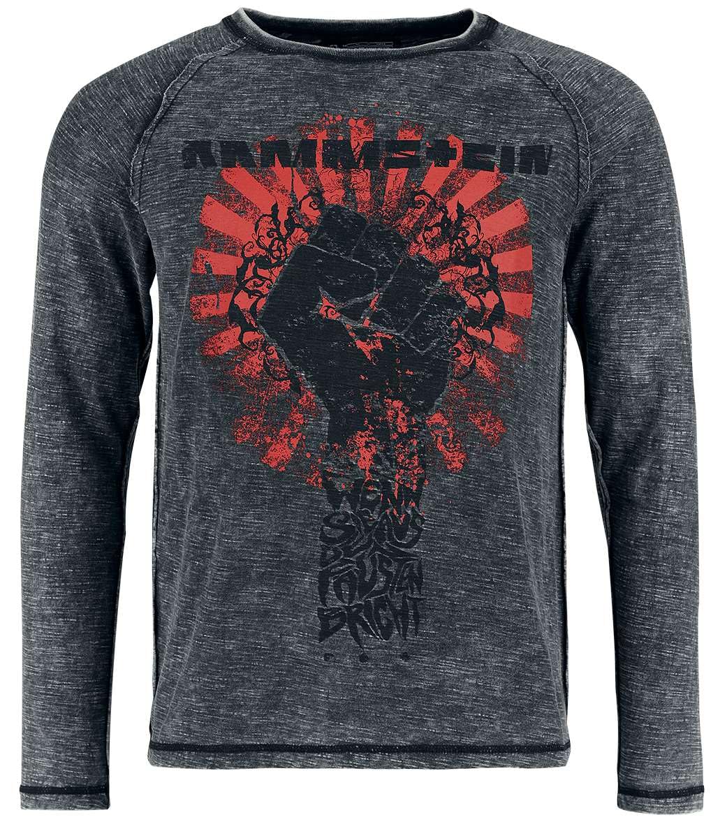 Rammstein Longsleeve Sonne schwarz, Offizielles Band Merchandise Langarmshirt mit Brust- und Rückendruck