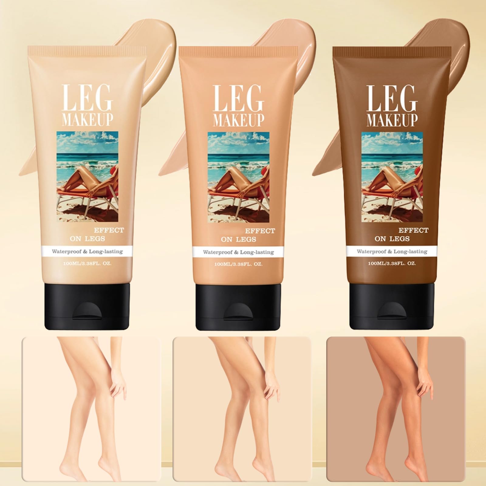 Legs Makeup Waterproof with Brush,No Transfer Body Concealer,Tattoo Cover Up Makeup Waterproof,Long Last Body Foundation for All Skin Tones,100ML (Medium)