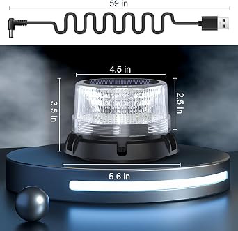 AnTom Solar Strobe Warning Beacon Anchor Light White for Boats / Trucks