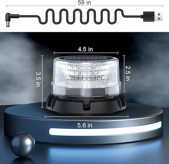 AnTom Solar Strobe Warning Beacon Anchor Light White for Boats / Trucks