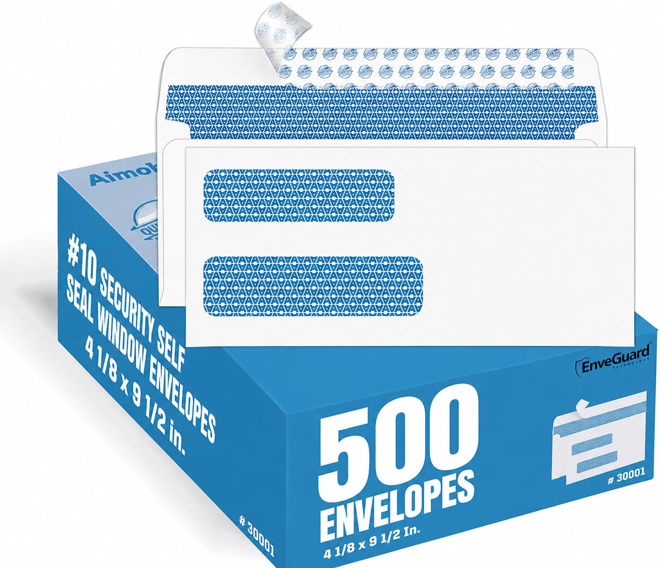Aimoh #10 Double Window Self-Seal Security Envelopes 500ct